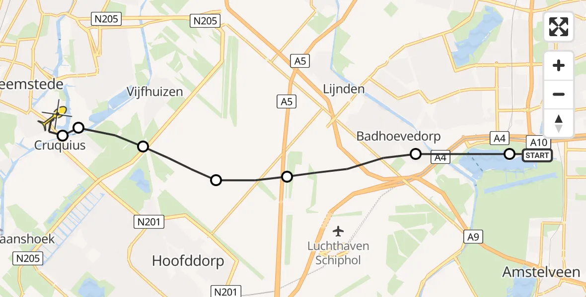 Routekaart van de vlucht: Lifeliner 1 naar Heemstede