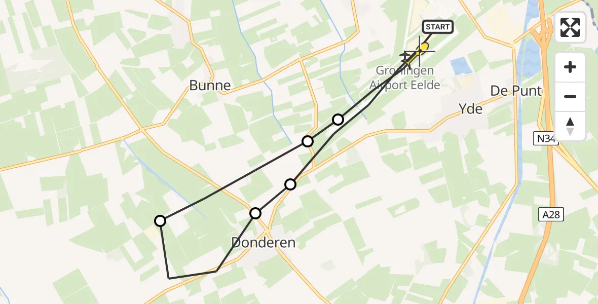 Routekaart van de vlucht: Lifeliner 4 naar Groningen Airport Eelde