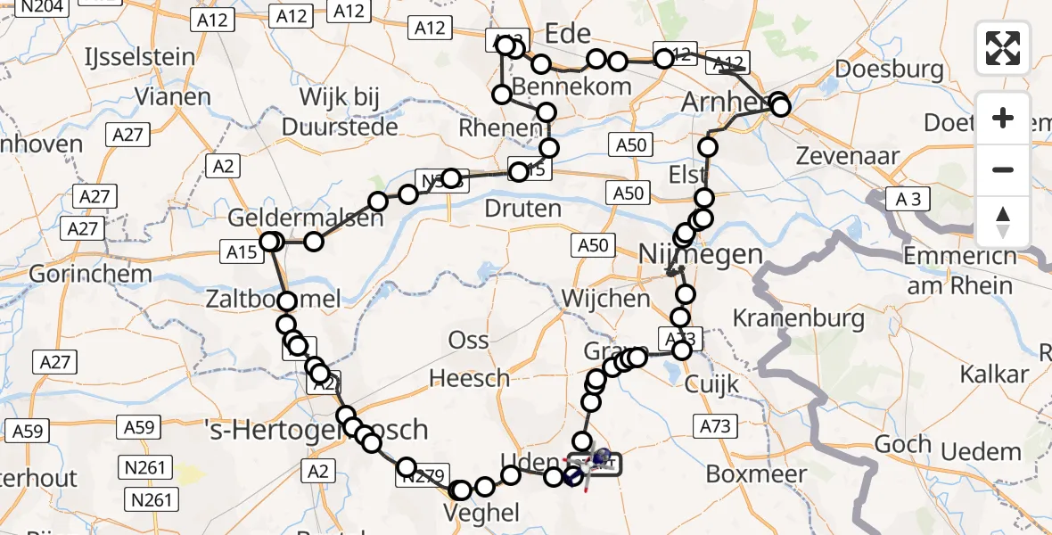 Vluchtroute Politiehelikopter Vliegbasis Volkel - Vliegbasis Volkel, 04 maart 2023, 19:33