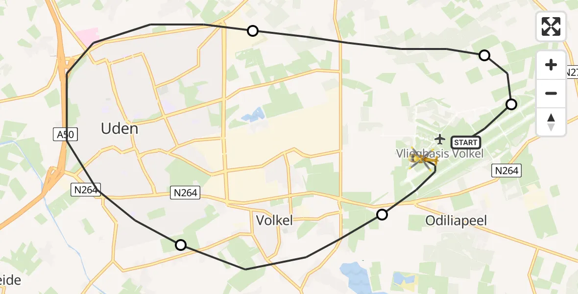 Vluchtroute Traumahelikopter Vliegbasis Volkel - Vliegbasis Volkel, 04 maart 2023, 21:18