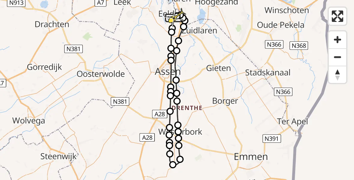 Routekaart van de vlucht: Lifeliner 4 naar Groningen Airport Eelde