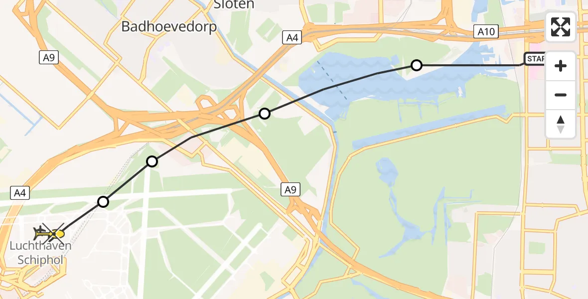 Routekaart van de vlucht: Lifeliner 1 naar Luchthaven Schiphol