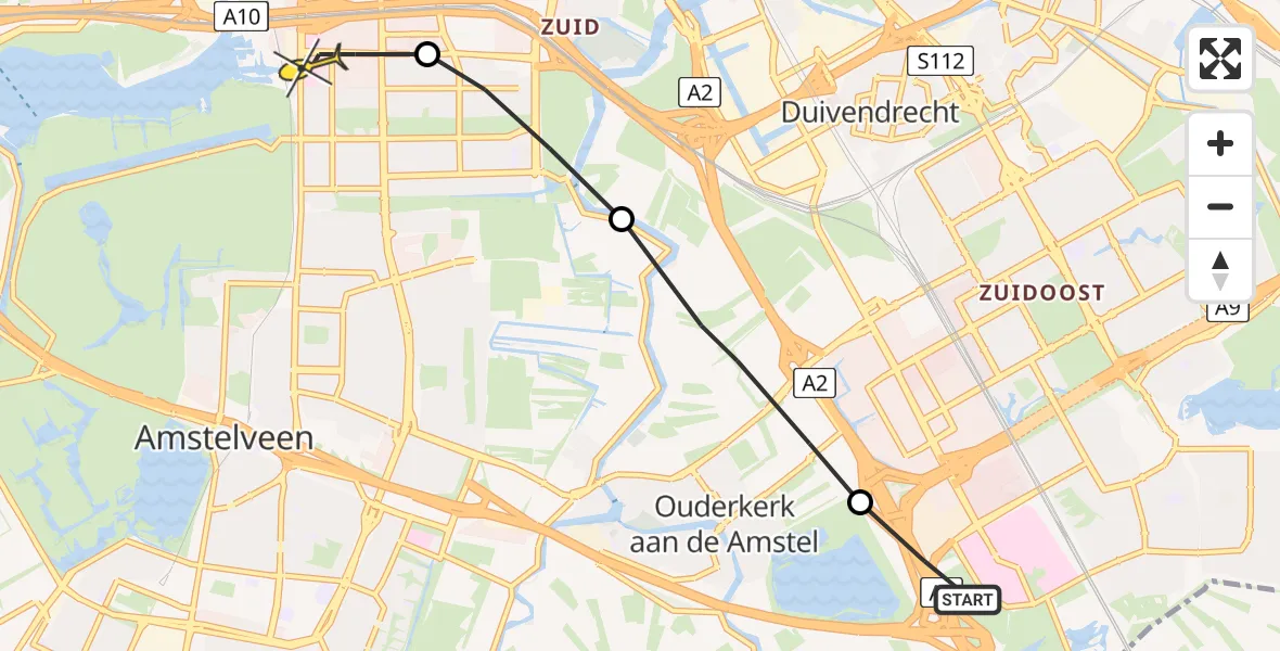 Routekaart van de vlucht: Lifeliner 1 naar VU Medisch Centrum Amsterdam