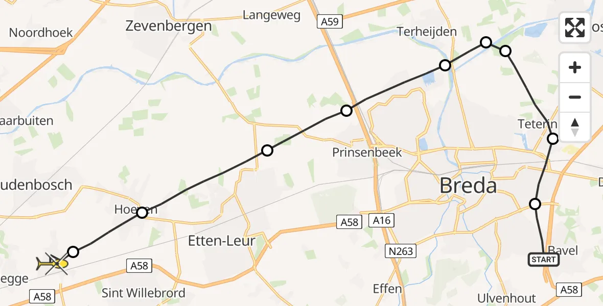 Routekaart van de vlucht: Lifeliner 2 naar Breda International Airport