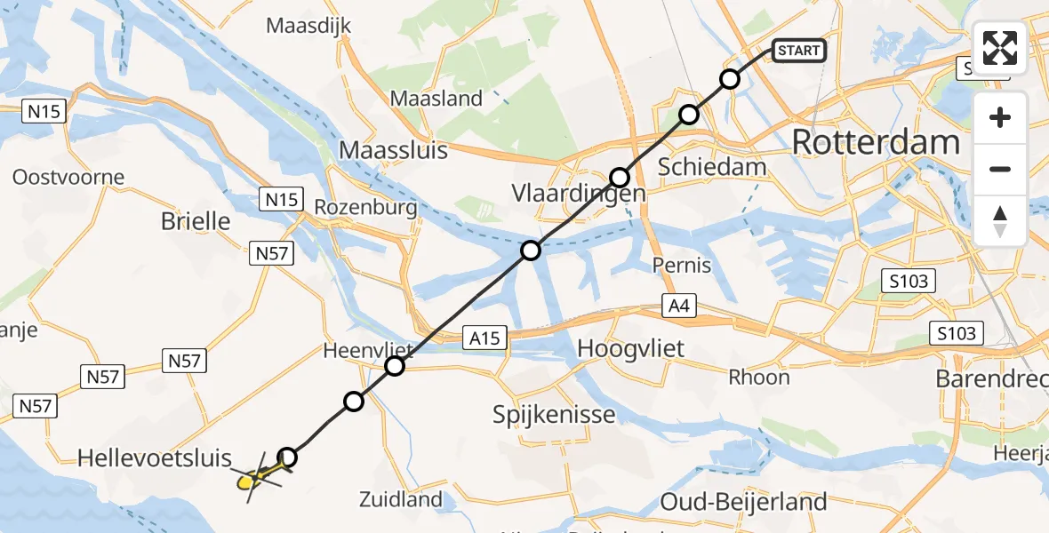 Routekaart van de vlucht: Lifeliner 2 naar Oudenhoorn