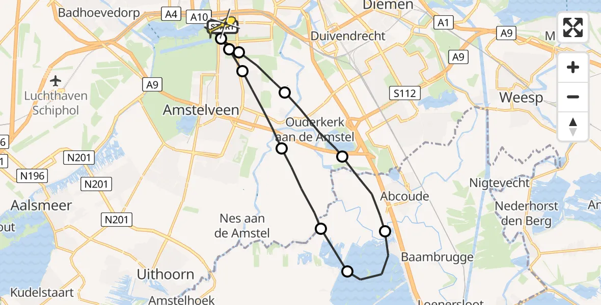 Routekaart van de vlucht: Lifeliner 1 naar VU Medisch Centrum Amsterdam