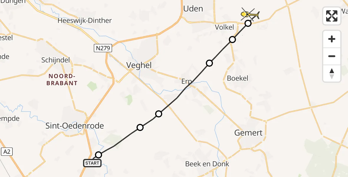 Routekaart van de vlucht: Lifeliner 3 naar Vliegbasis Volkel