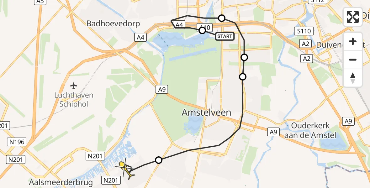 Routekaart van de vlucht: Lifeliner 1 naar Aalsmeer