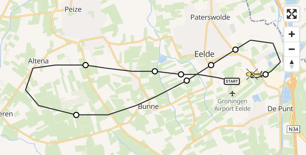 Routekaart van de vlucht: Lifeliner 4 naar Groningen Airport Eelde