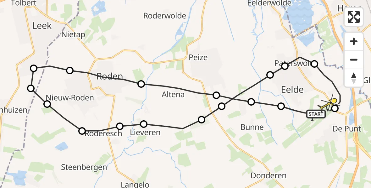 Routekaart van de vlucht: Lifeliner 4 naar Groningen Airport Eelde