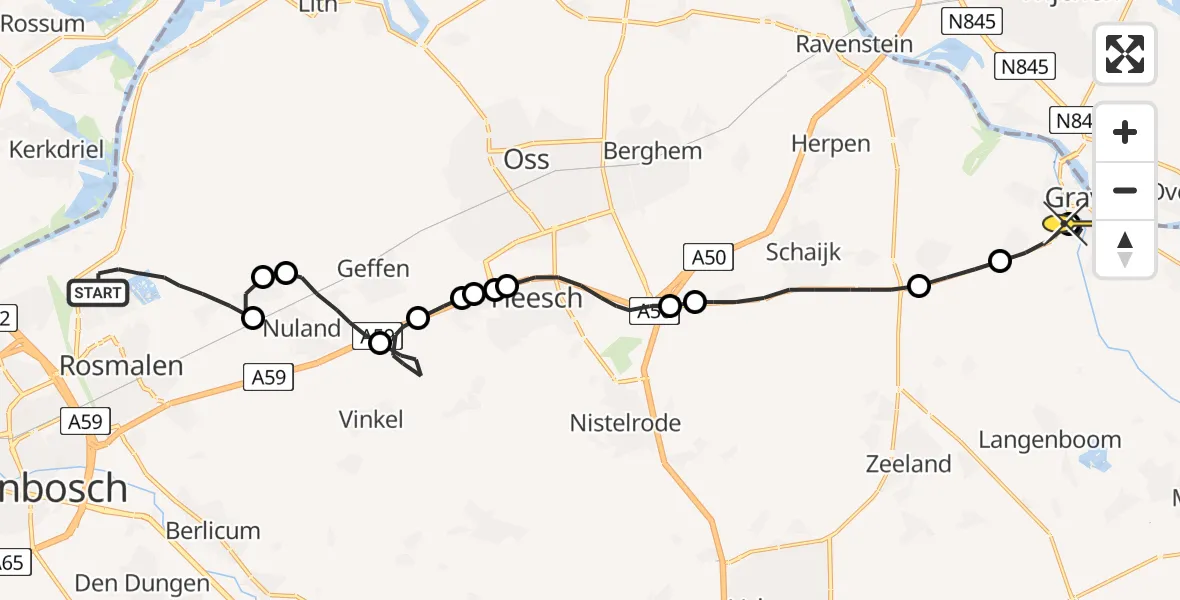 Routekaart van de vlucht: Lifeliner 3 naar Grave