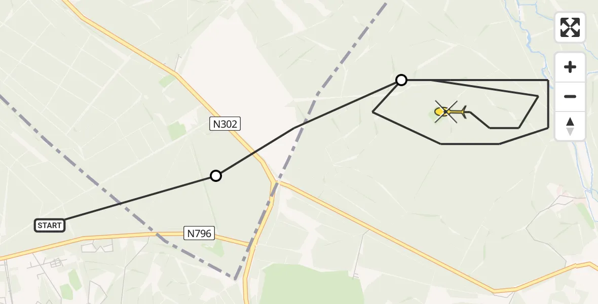 Routekaart van de vlucht: Politiehelikopter naar Ermelo