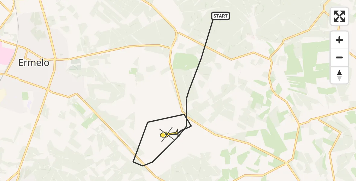 Routekaart van de vlucht: Politiehelikopter naar Ermelo