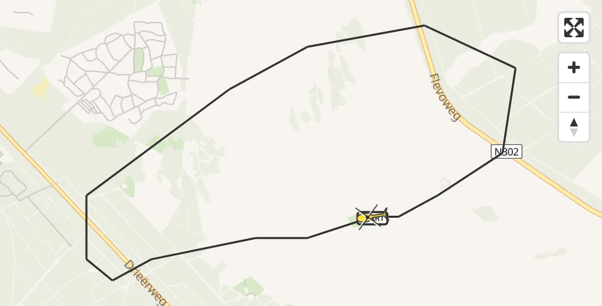 Routekaart van de vlucht: Politiehelikopter naar Ermelo