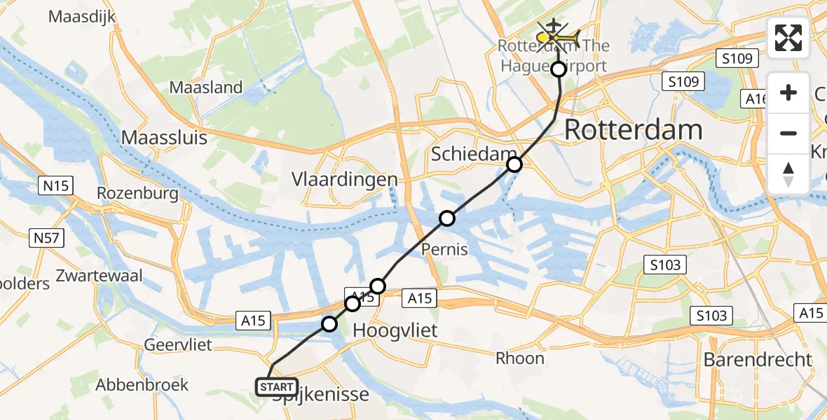 Routekaart van de vlucht: Lifeliner 2 naar Rotterdam The Hague Airport