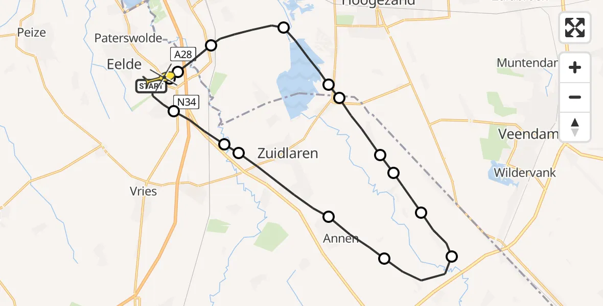 Routekaart van de vlucht: Lifeliner 4 naar Groningen Airport Eelde