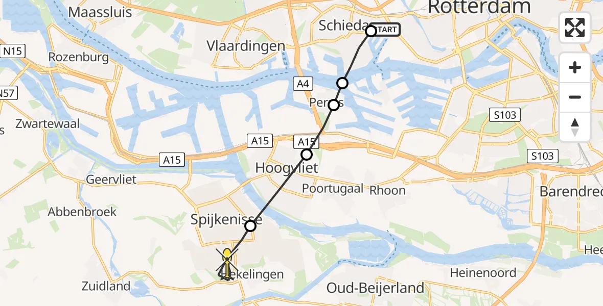 Routekaart van de vlucht: Lifeliner 2 naar Spijkenisse