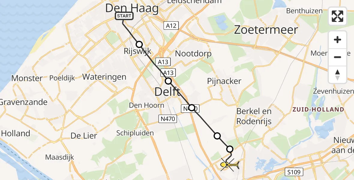 Routekaart van de vlucht: Lifeliner 2 naar Rotterdam The Hague Airport