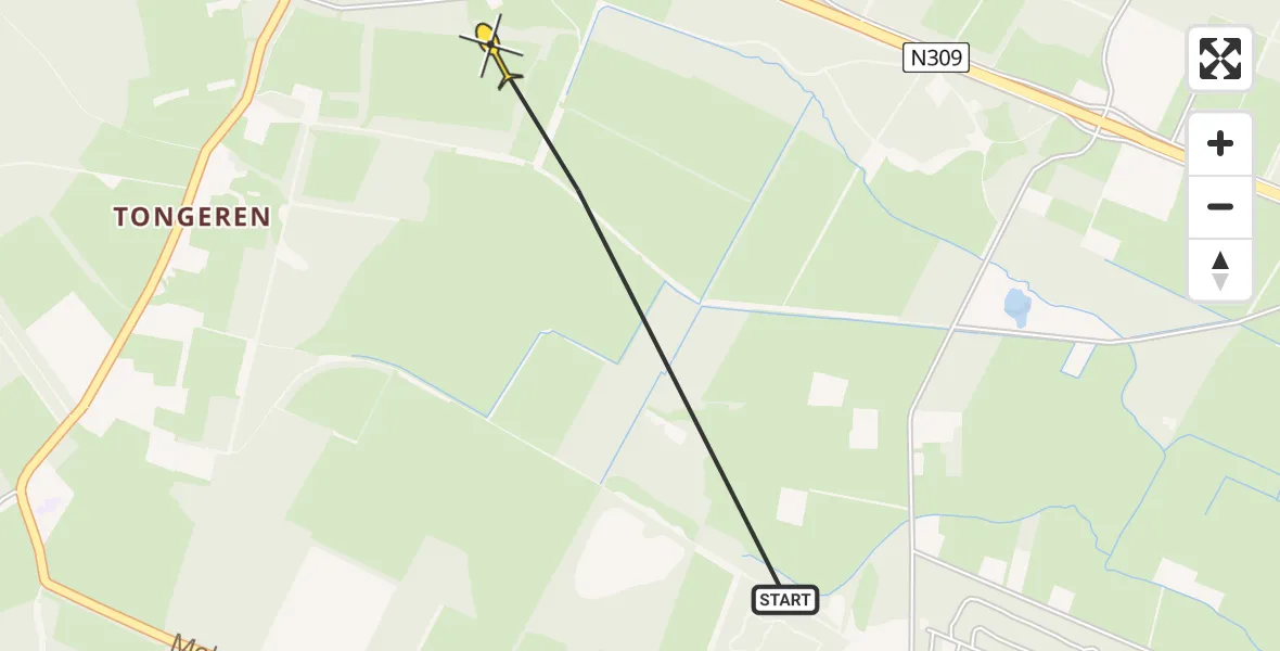 Routekaart van de vlucht: Politiehelikopter naar Epe