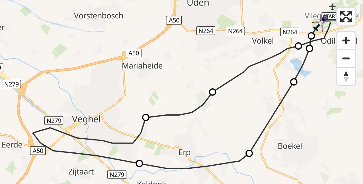 Vluchtroute Politiehelikopter Vliegbasis Volkel - Vliegbasis Volkel, 07 maart 2023, 19:07