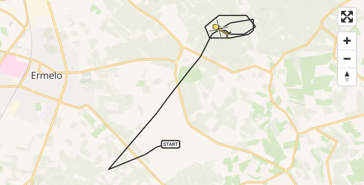 Routekaart van de vlucht: Politieheli naar Ermelo