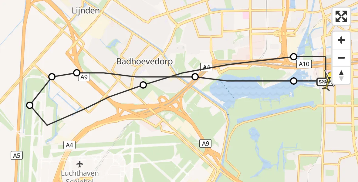 Routekaart van de vlucht: Lifeliner 1 naar VU Medisch Centrum Amsterdam