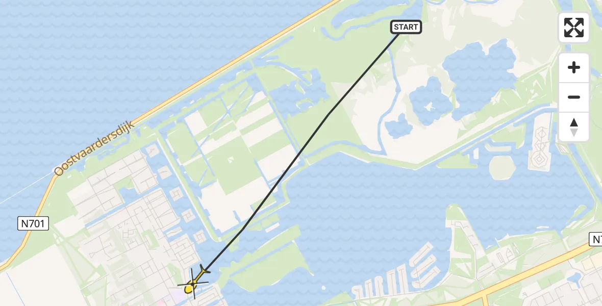 Routekaart van de vlucht: Politiehelikopter naar Almere