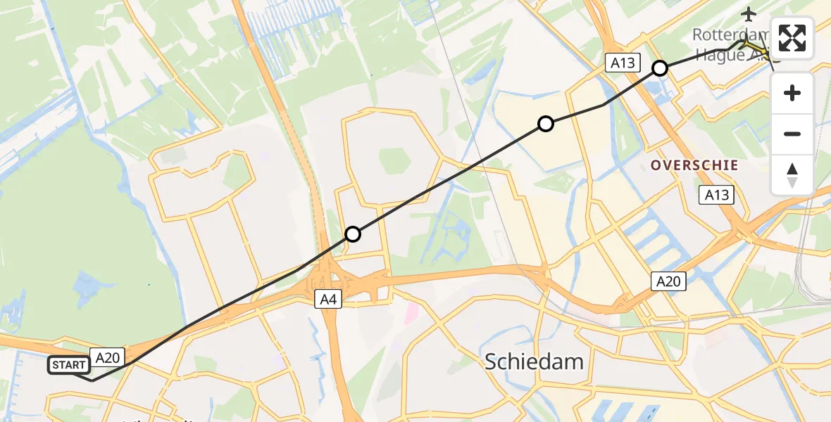 Routekaart van de vlucht: Lifeliner 2 naar Rotterdam The Hague Airport