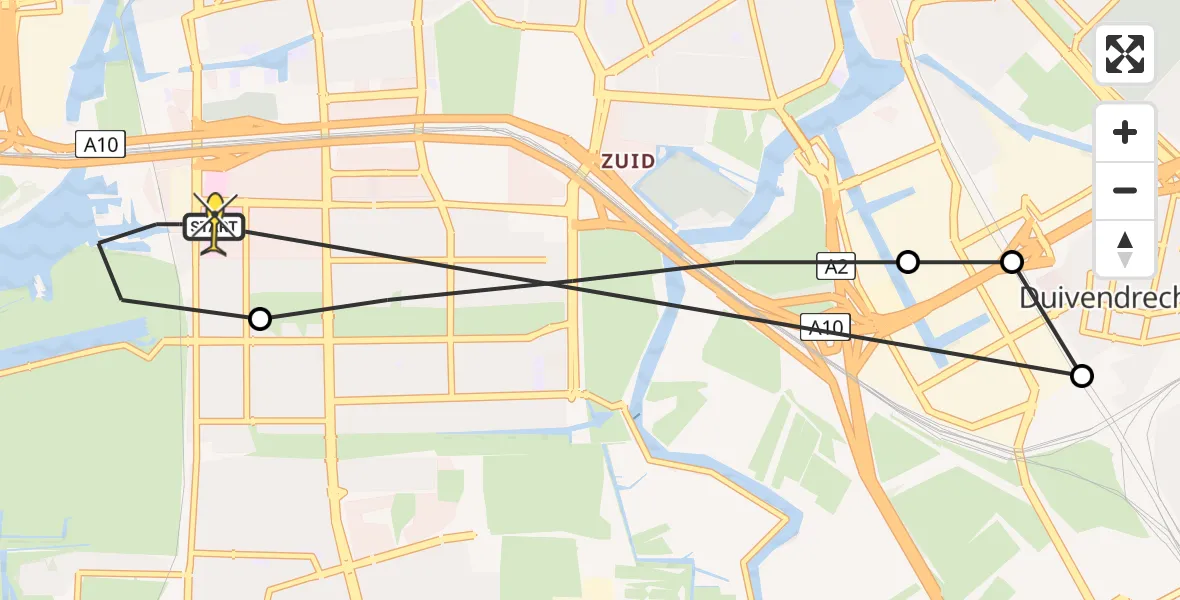 Routekaart van de vlucht: Lifeliner 1 naar VU Medisch Centrum Amsterdam