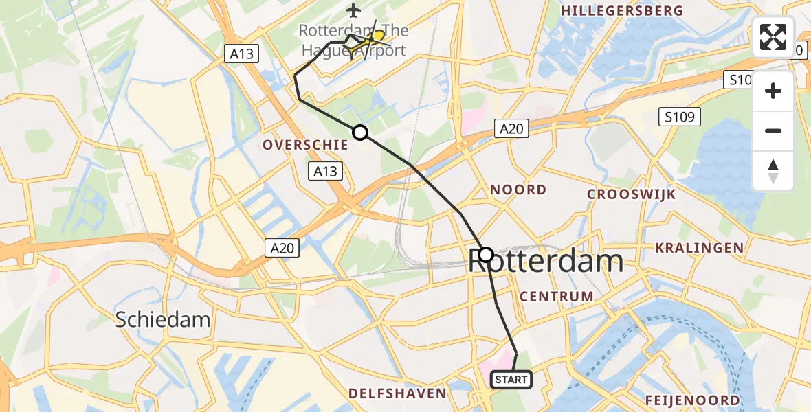 Routekaart van de vlucht: Lifeliner 2 naar Rotterdam The Hague Airport