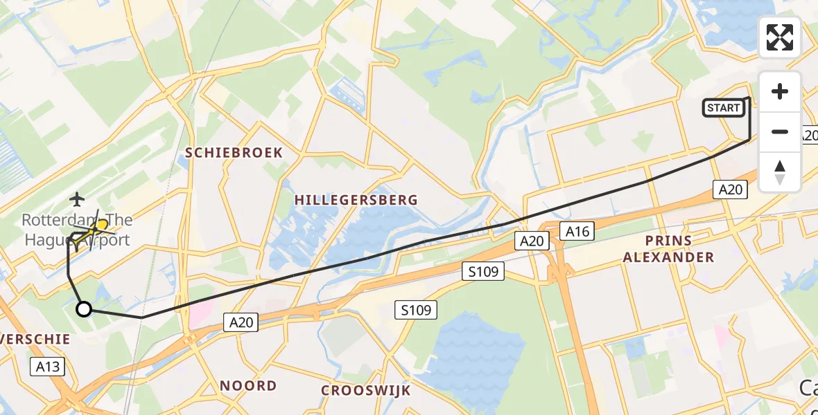 Routekaart van de vlucht: Lifeliner 2 naar Rotterdam The Hague Airport