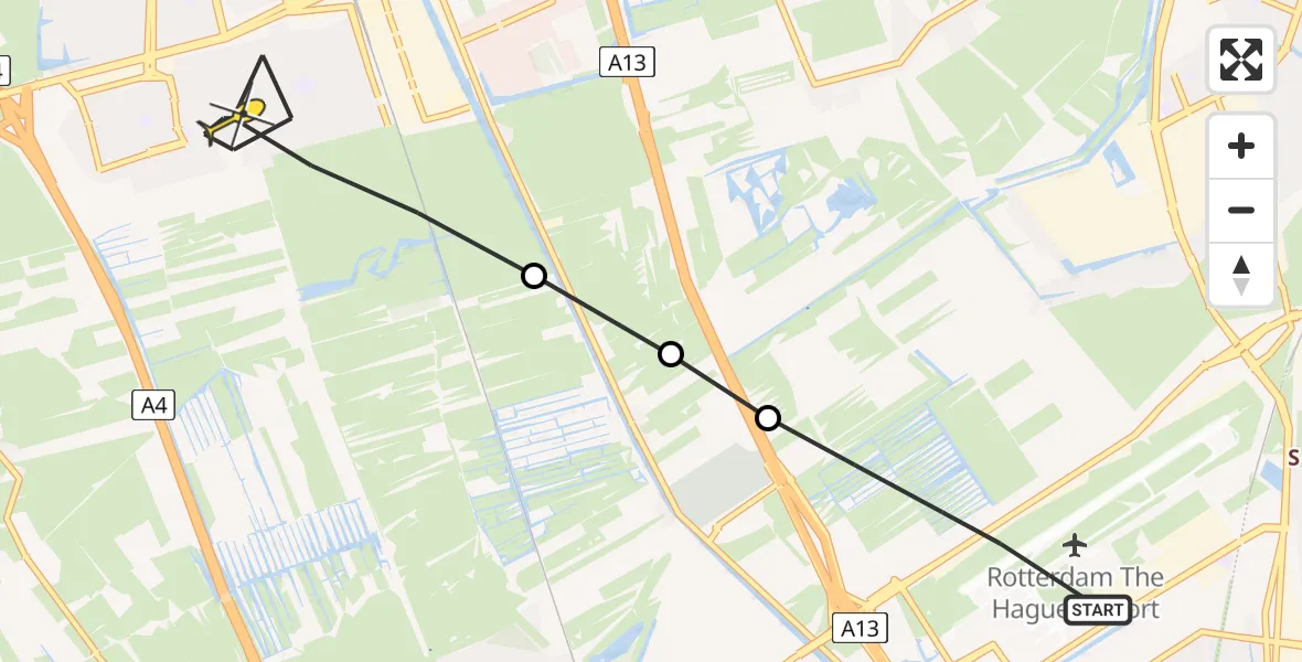 Routekaart van de vlucht: Lifeliner 2 naar Delft