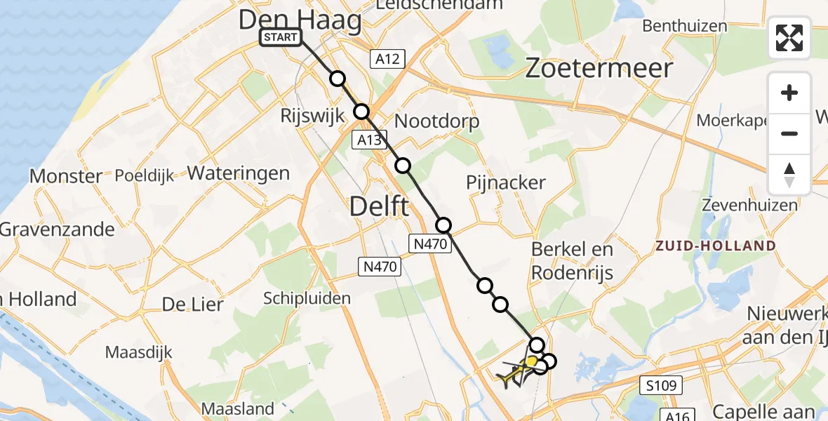 Routekaart van de vlucht: Lifeliner 2 naar Rotterdam The Hague Airport