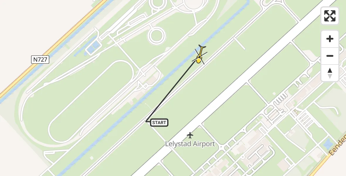 Routekaart van de vlucht: Traumahelikopter naar Lelystad Airport