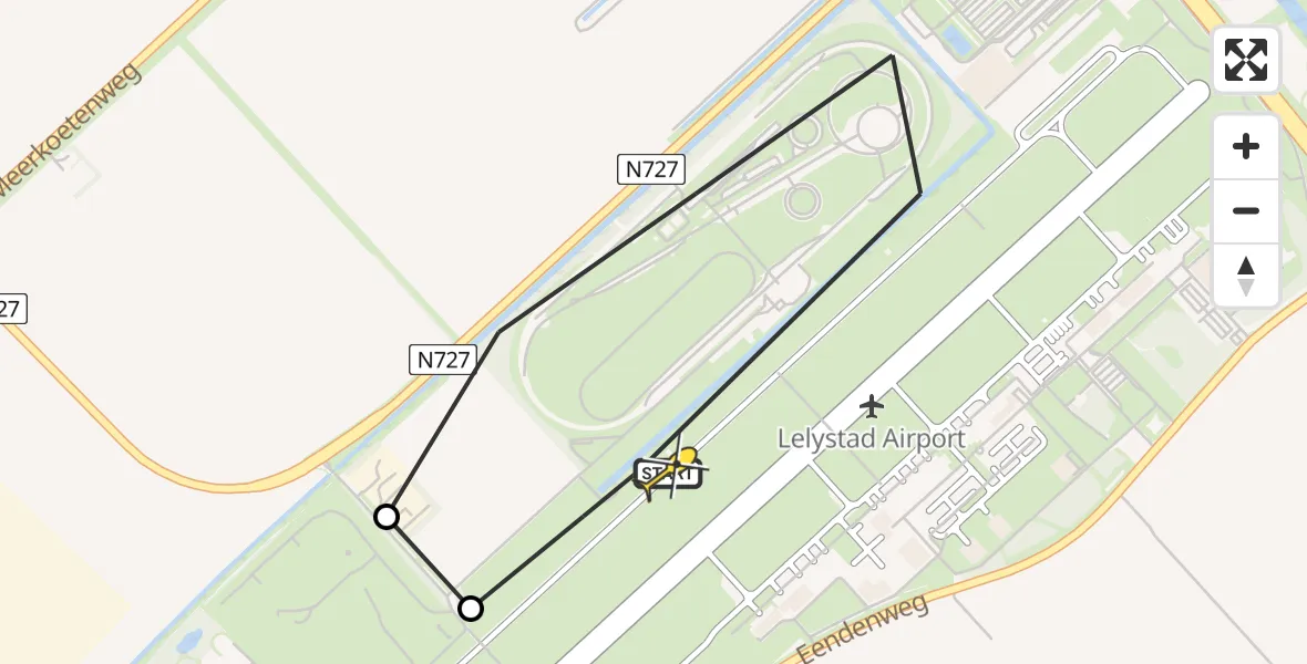 Routekaart van de vlucht: Traumaheli naar Lelystad Airport