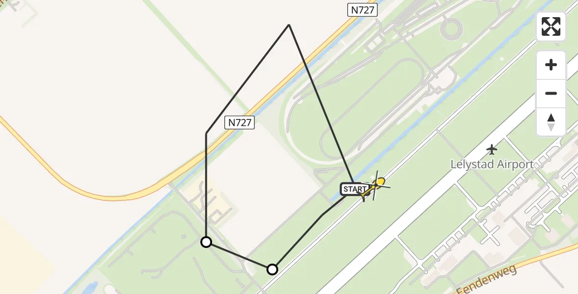 Routekaart van de vlucht: Traumaheli naar Lelystad Airport