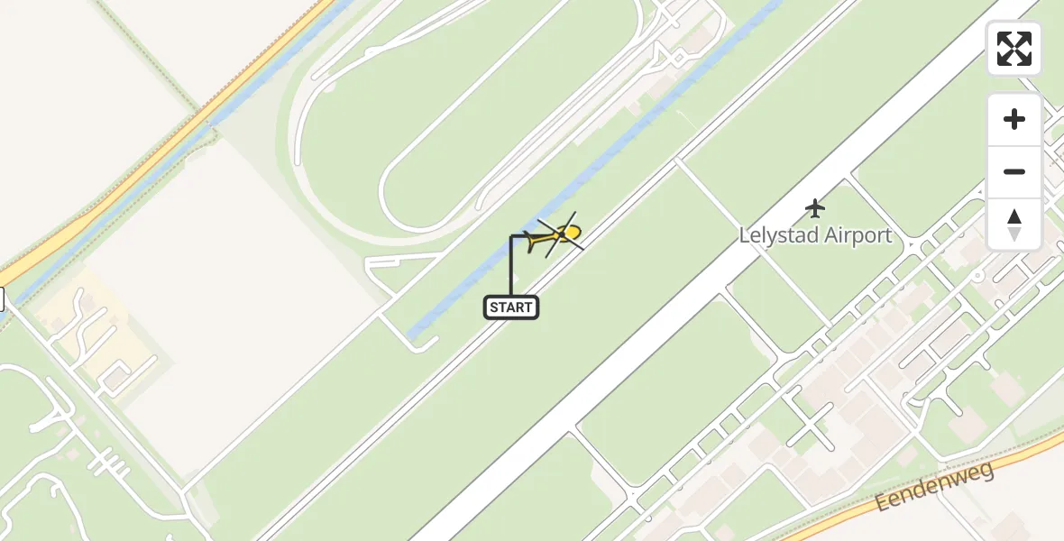 Vluchtroute Traumahelikopter van Lelystad Airport naar Lelystad Airport