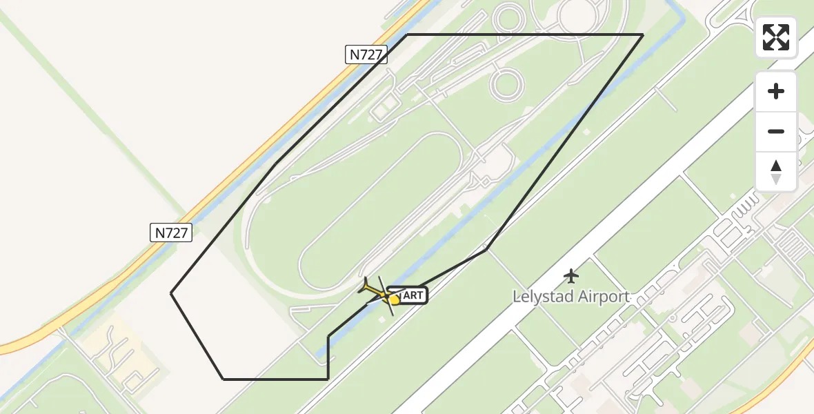 Vluchtroute Traumahelikopter van Lelystad Airport naar Lelystad Airport