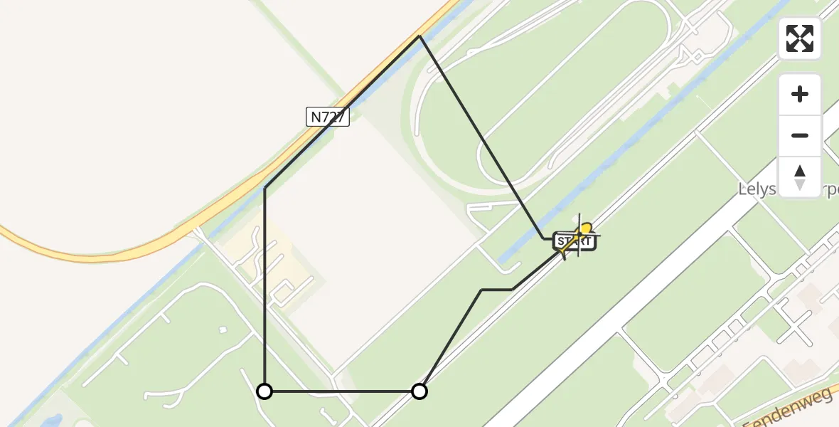 Vluchtroute Traumahelikopter van Lelystad Airport naar Lelystad Airport