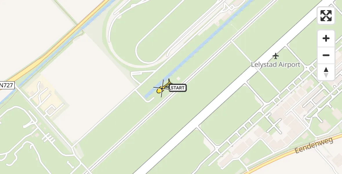 Vluchtroute Traumahelikopter van Lelystad Airport naar Lelystad Airport