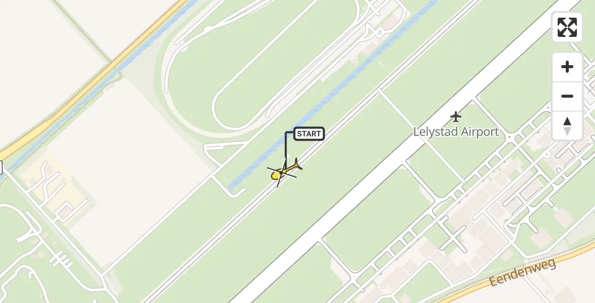 Vluchtroute Traumahelikopter van Lelystad Airport naar Lelystad Airport