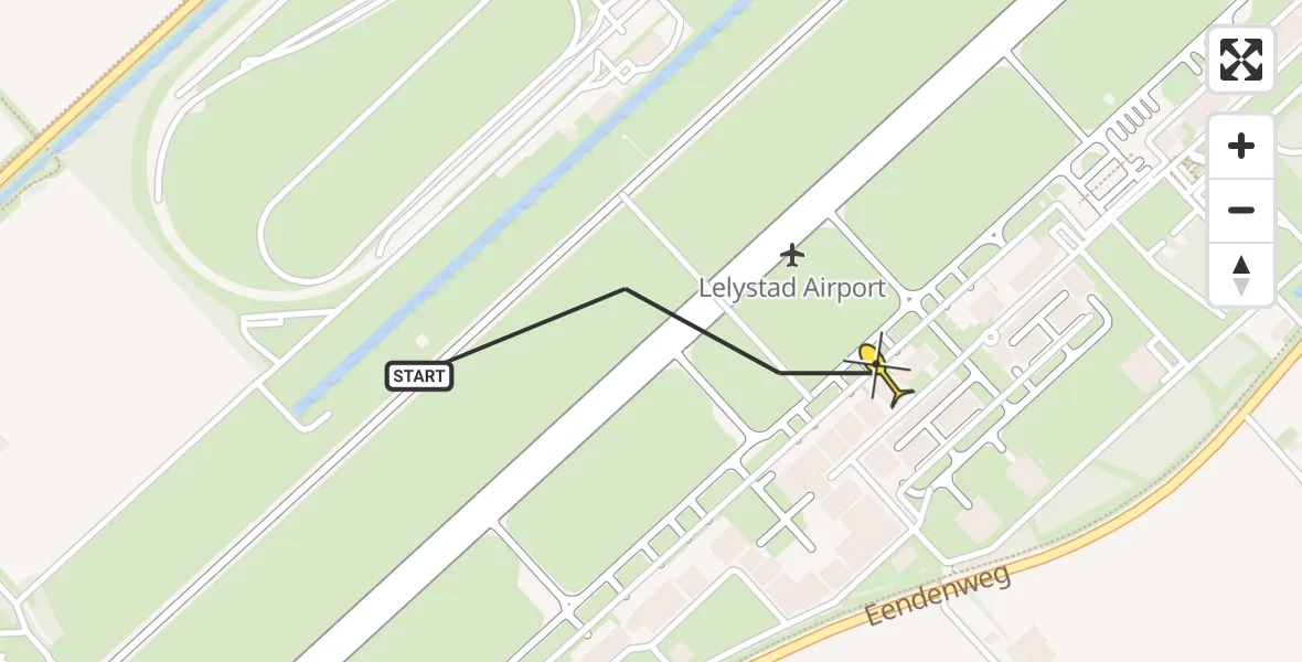 Vluchtroute Traumahelikopter van Lelystad Airport naar Lelystad Airport