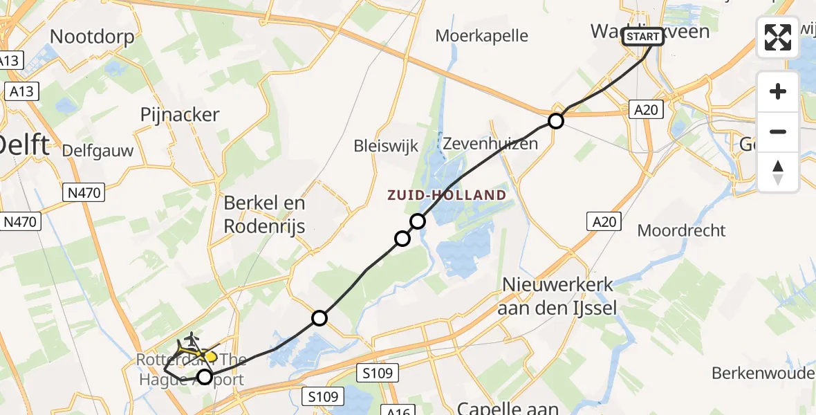 Routekaart van de vlucht: Lifeliner 2 naar Rotterdam The Hague Airport