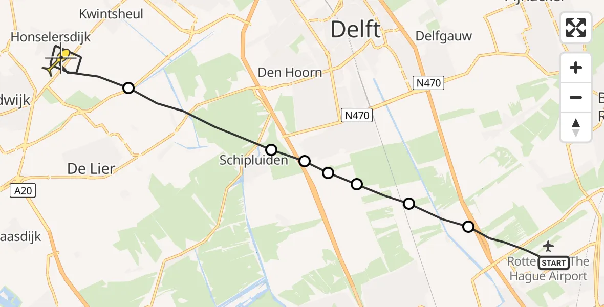 Routekaart van de vlucht: Lifeliner 2 naar Honselersdijk