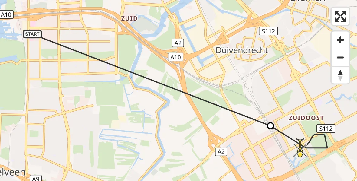 Routekaart van de vlucht: Lifeliner 1 naar Amsterdam