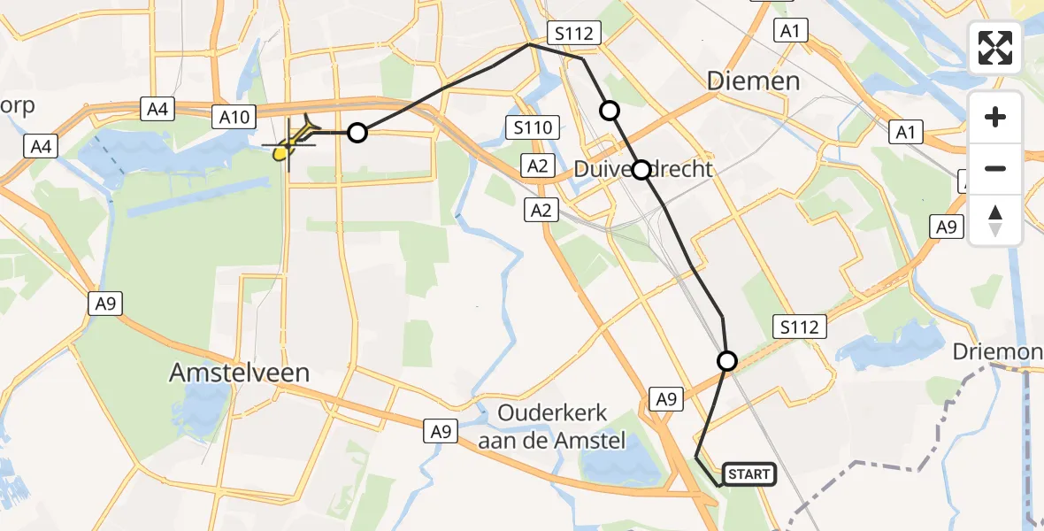 Routekaart van de vlucht: Lifeliner 1 naar VU Medisch Centrum Amsterdam