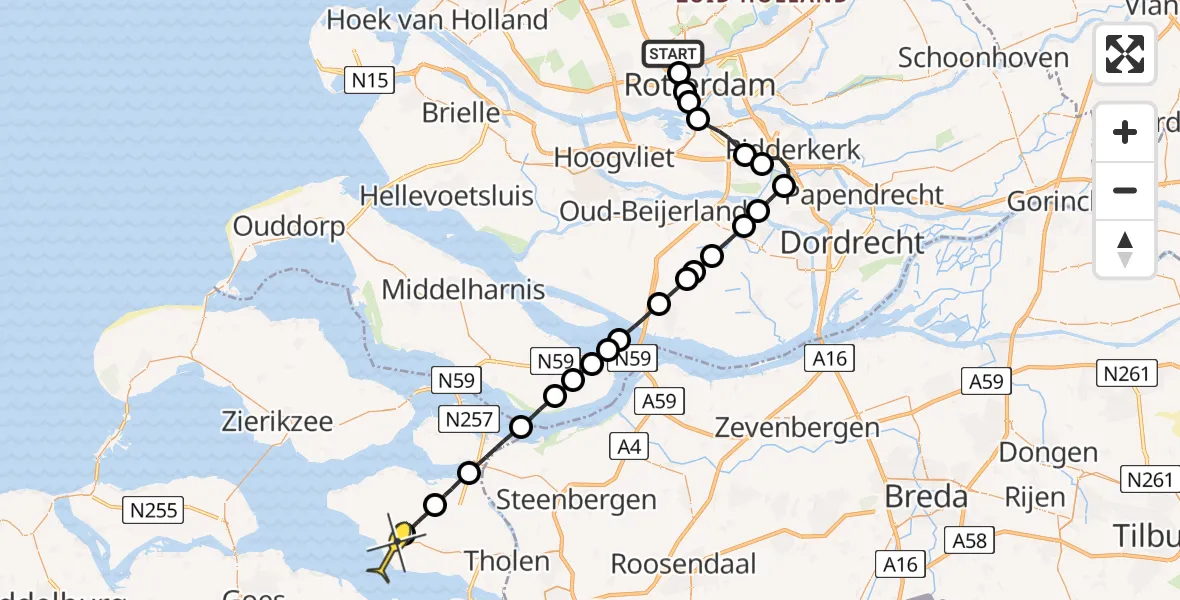 Routekaart van de vlucht: Lifeliner 2 naar Sint-Maartensdijk