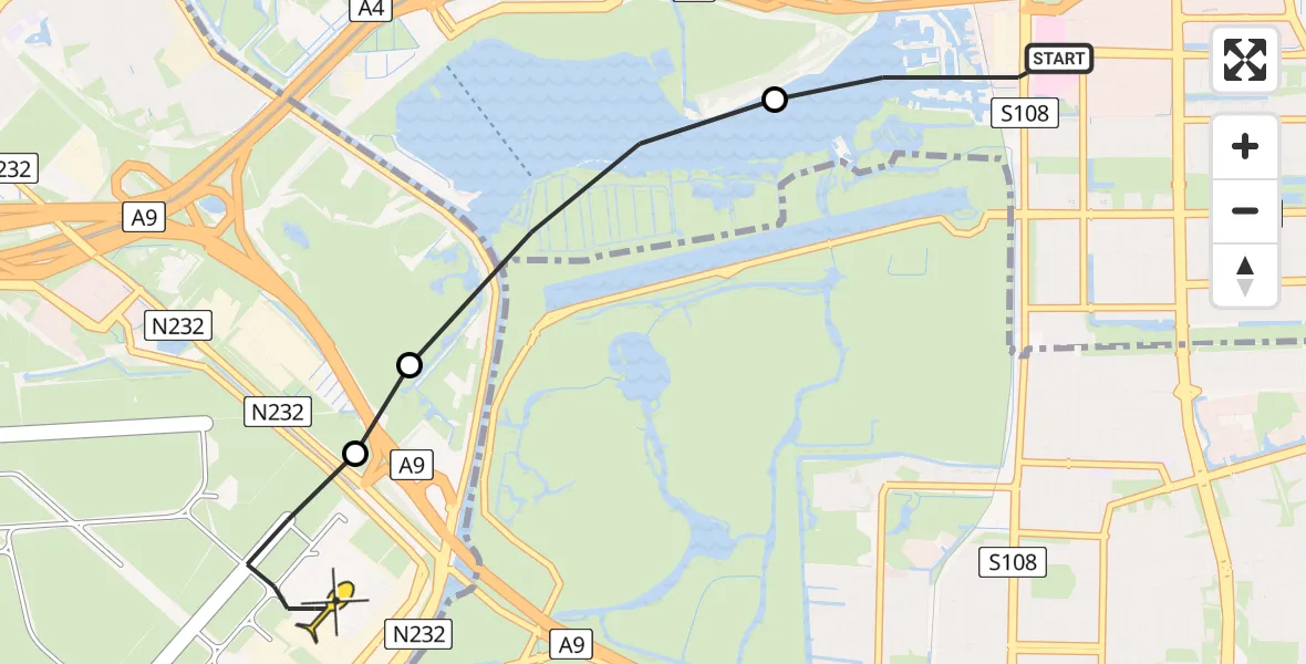 Routekaart van de vlucht: Lifeliner 1 naar Schiphol