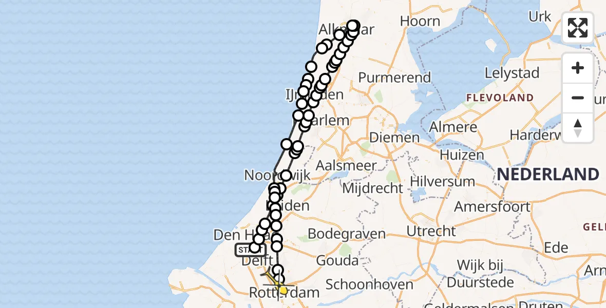 Routekaart van de vlucht: Lifeliner 2 naar Rotterdam The Hague Airport