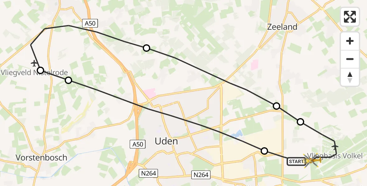 Vluchtroute Traumahelikopter Vliegbasis Volkel - Vliegbasis Volkel, 11 maart 2023, 17:28